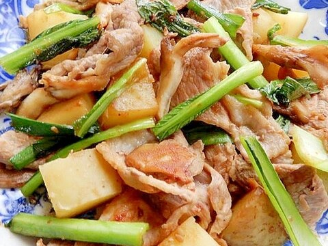 ふかした新ジャガで6分!?ノンオイル肉野菜炒め♪